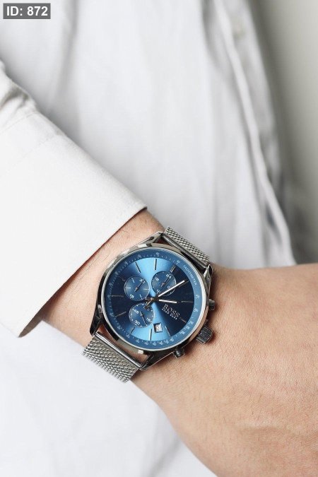 boss watch - silver- blue