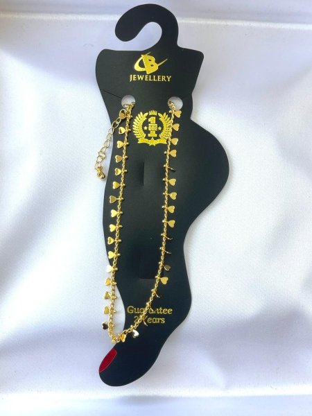 خلخال القلوب الذهبية