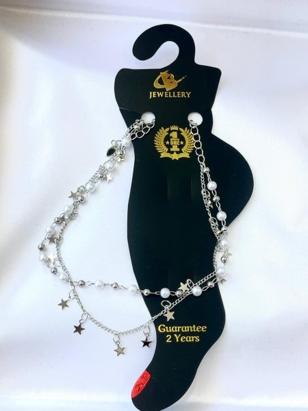 خلخال فضي مزدوج