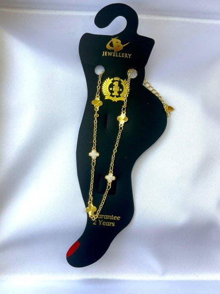 خلخال ورقة الحظ ابيض