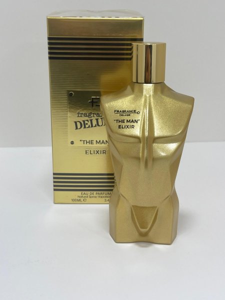 عطر "The Man Elixir" من شركة Fragrance Deluxe، وهو بديل لعطر "Le Male Elixir" من Jean Paul Gaultier.